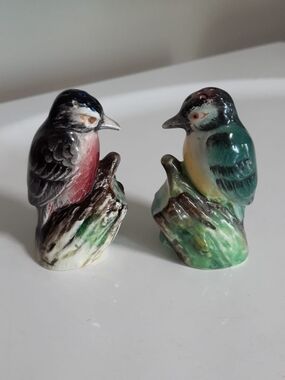 Rare 1950s Ceramic Bird Figurine Pepper and Salt Shakers